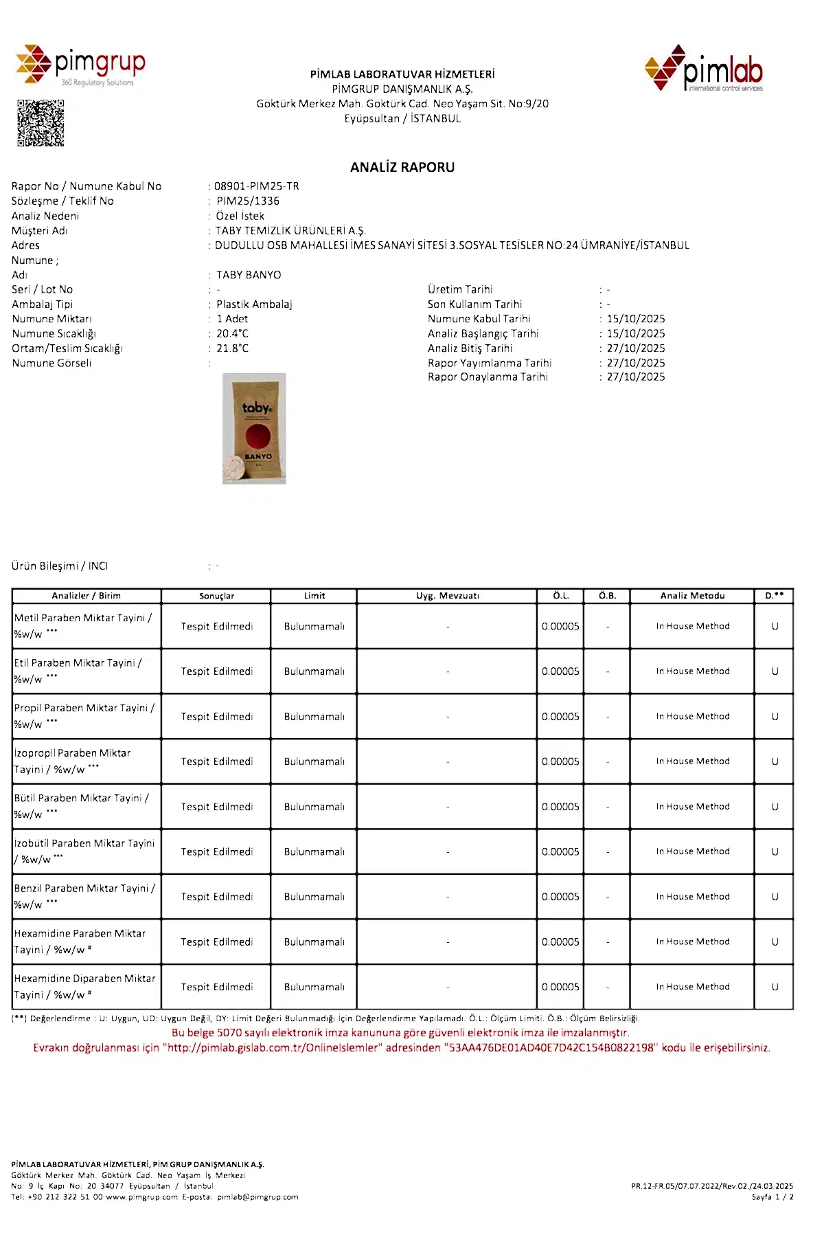 Banyo-Paraben - Kapak