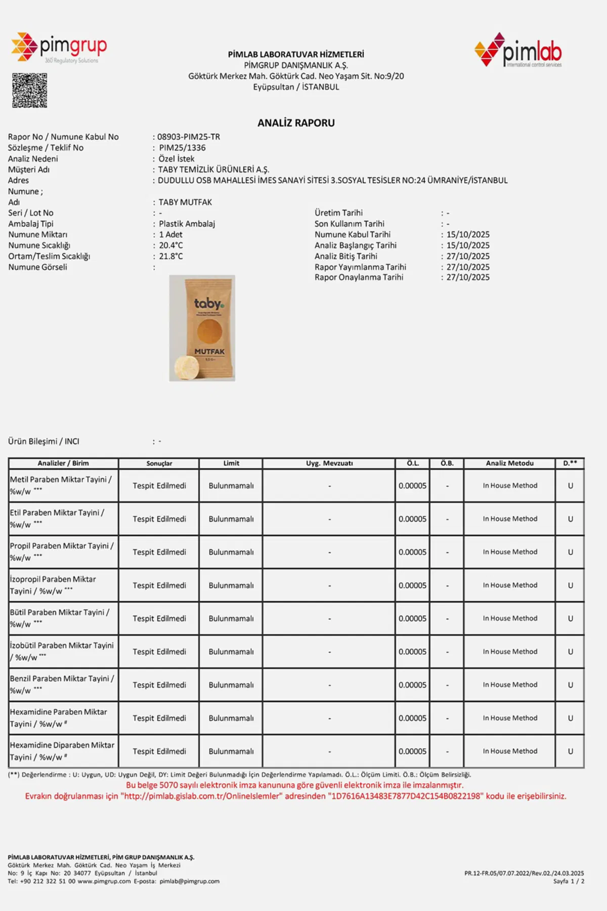 Mutfak-Paraben - Kapak